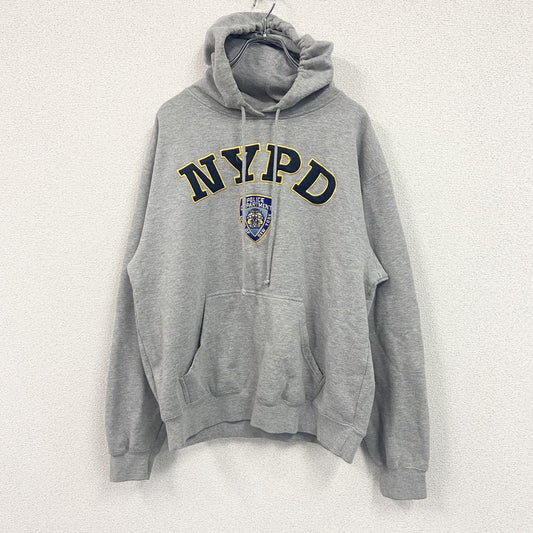 00s　NYPD　スウェットパーカー/フーディー　ヴィンテージ　カレッジタイプ　灰色　グレー　Lサイズ