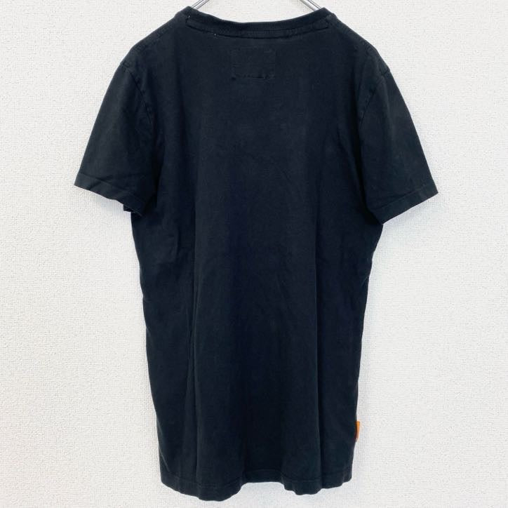 古着 used　SuperDry　極度乾燥　半袖ワンポイントロゴTシャツ　クルーネック　レトロデザイン　黒　ブラック　XSサイズ