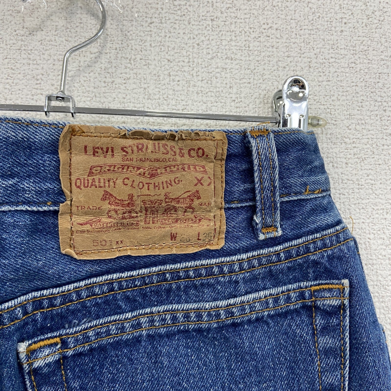 ～90s　Levi’ｓ　リーバイス　デニムスカート　スリット入り　リメイク　再構築　インディゴ　W25サイズ