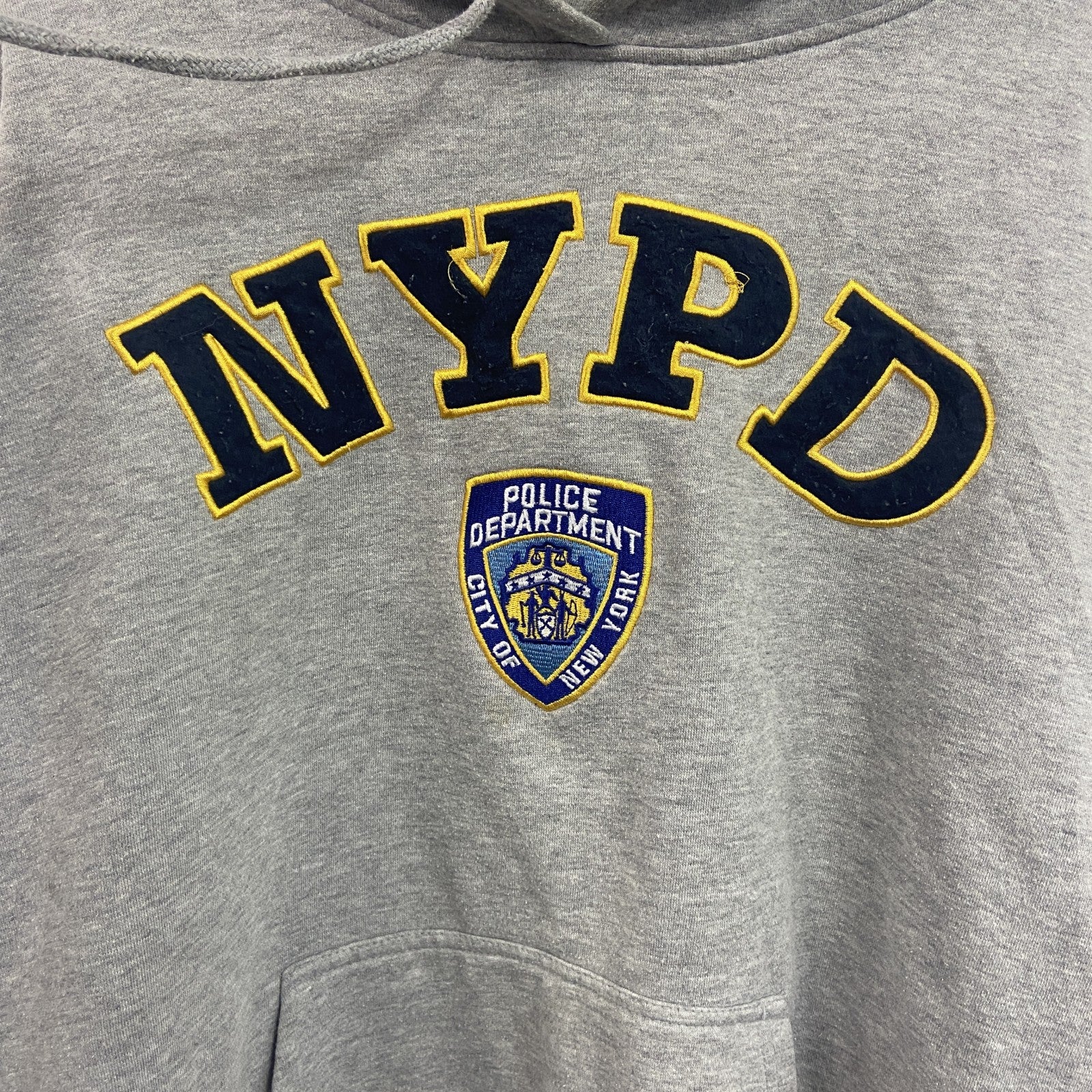 00s　NYPD　スウェットパーカー/フーディー　ヴィンテージ　カレッジタイプ　灰色　グレー　Lサイズ