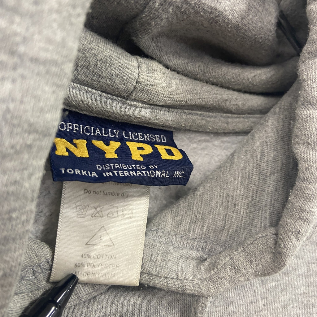 00s　NYPD　スウェットパーカー/フーディー　ヴィンテージ　カレッジタイプ　灰色　グレー　Lサイズ