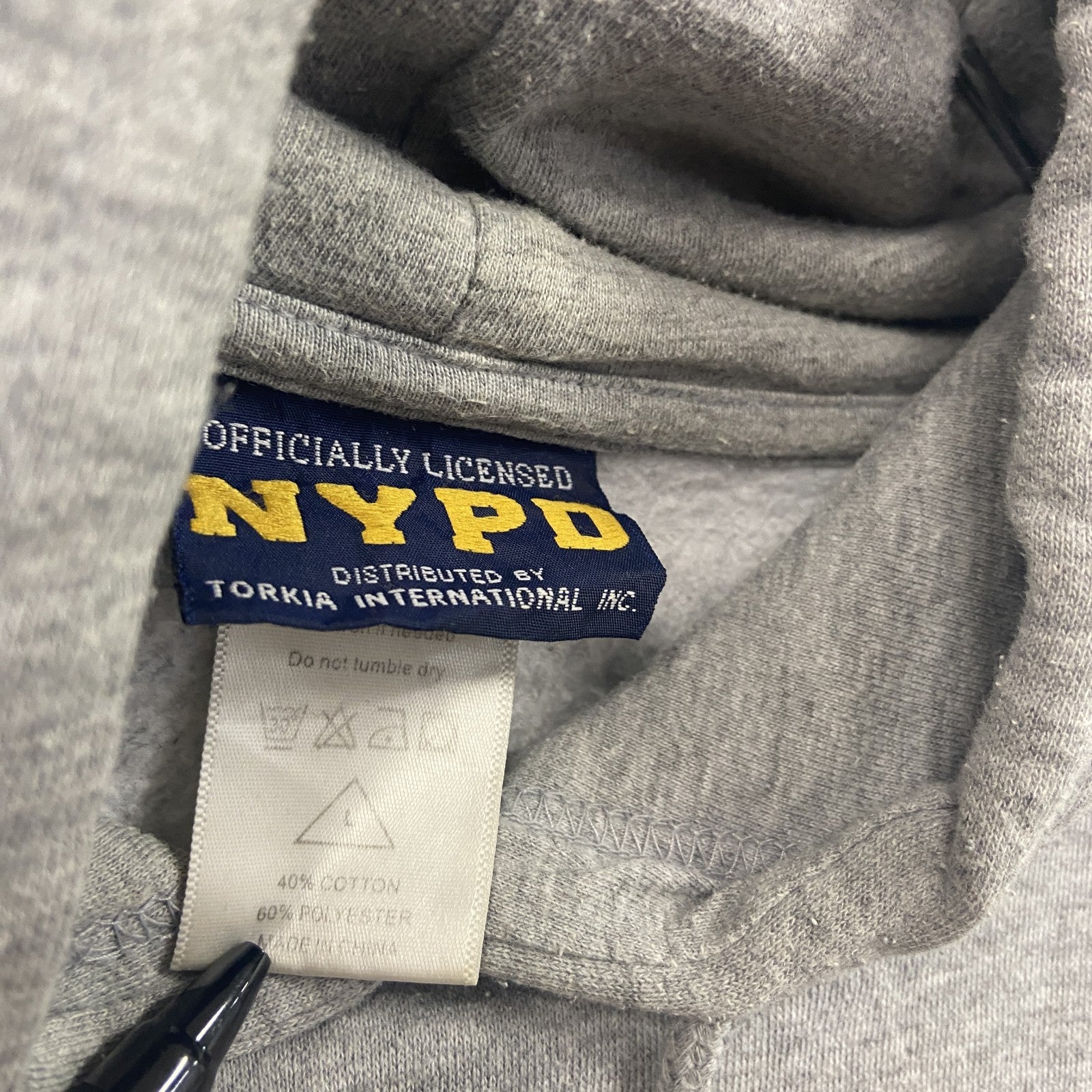 00s　NYPD　スウェットパーカー/フーディー　ヴィンテージ　カレッジタイプ　灰色　グレー　Lサイズ