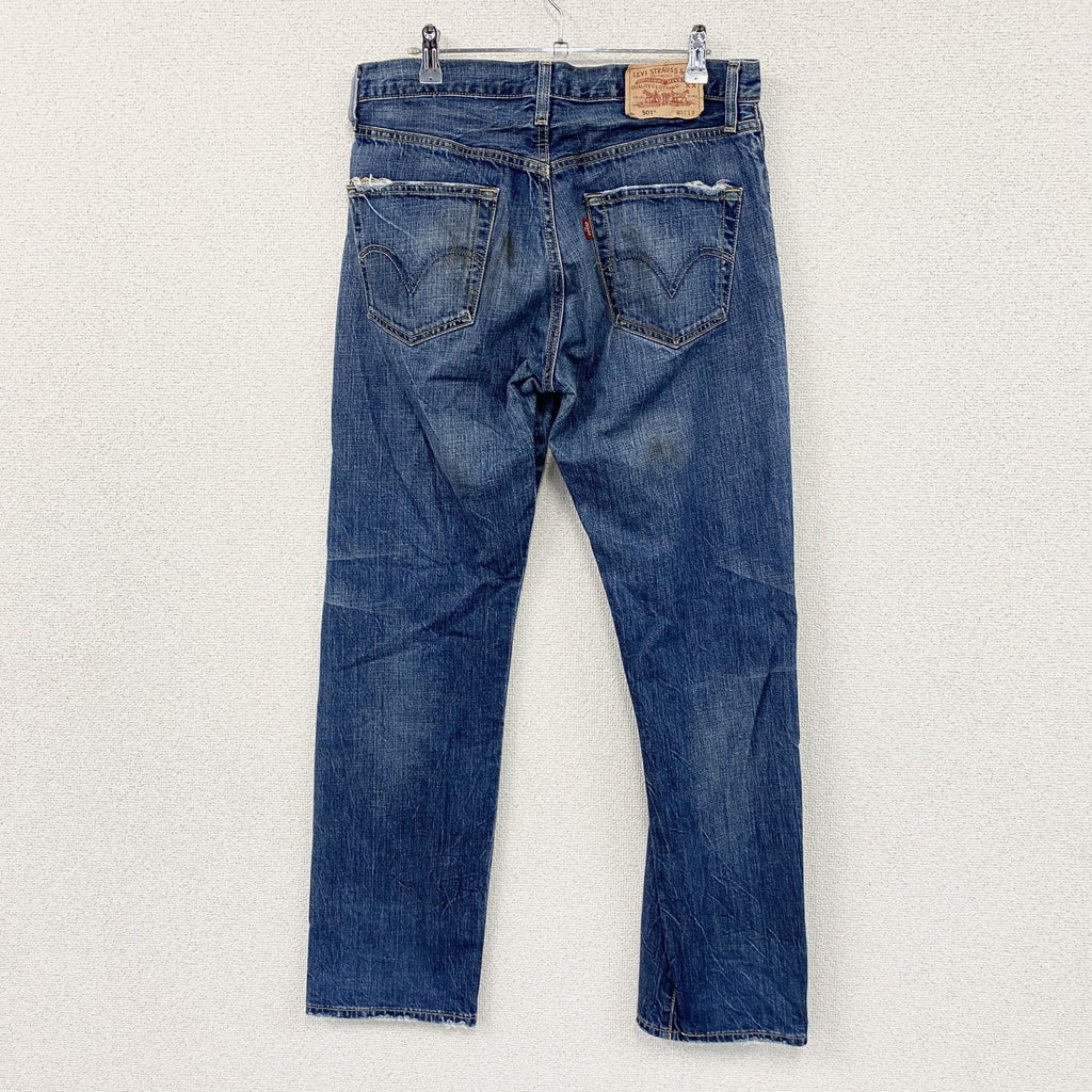Levi’s　リーバイス　501　ダメージデニムパンツ/ジーンズ　ボタンフライ　縦落ち　鬼ヒゲ　インディゴ　W32サイズ