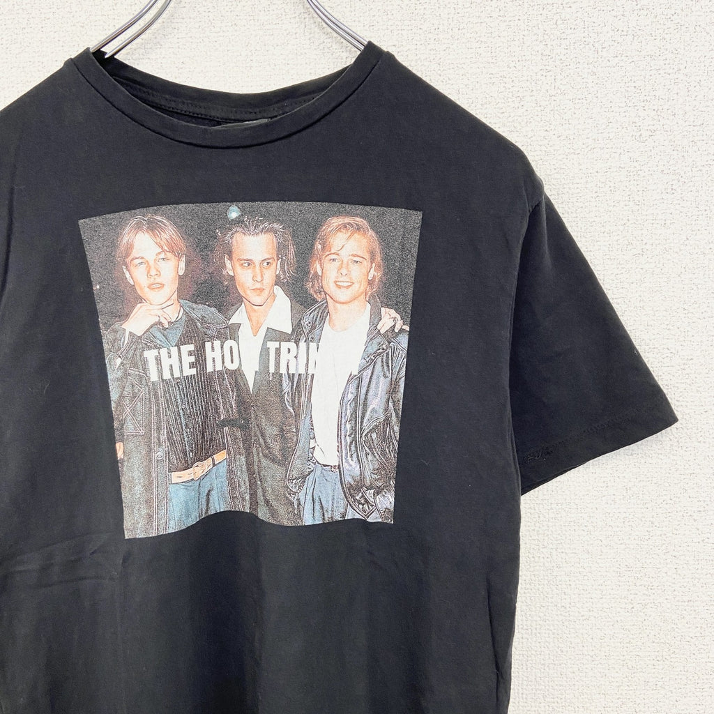 古着 used　DeinDesign.　半袖プリントTシャツ　ハリウッド俳優　カジュアルデザイン　シティーボーイ　黒　Sサイズ