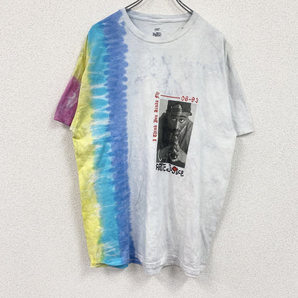 Poetic Justice　2PAC　半袖プリントTシャツ　ラップT　タイダイ柄　白　ホワイト　XLサイズ