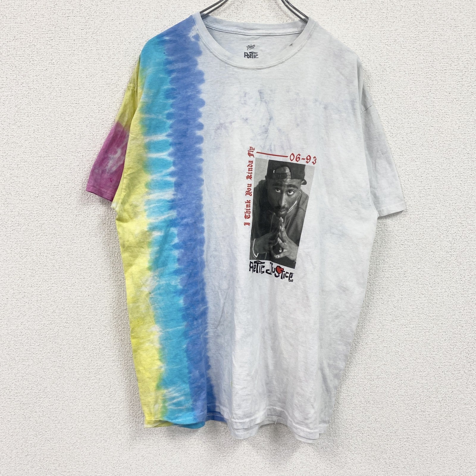 Poetic Justice　2PAC　半袖プリントTシャツ　ラップT　タイダイ柄　白　ホワイト　XLサイズ