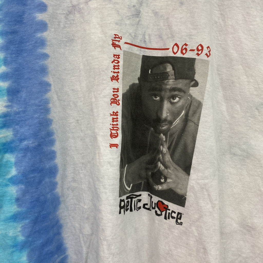 Poetic Justice　2PAC　半袖プリントTシャツ　ラップT　タイダイ柄　白　ホワイト　XLサイズ