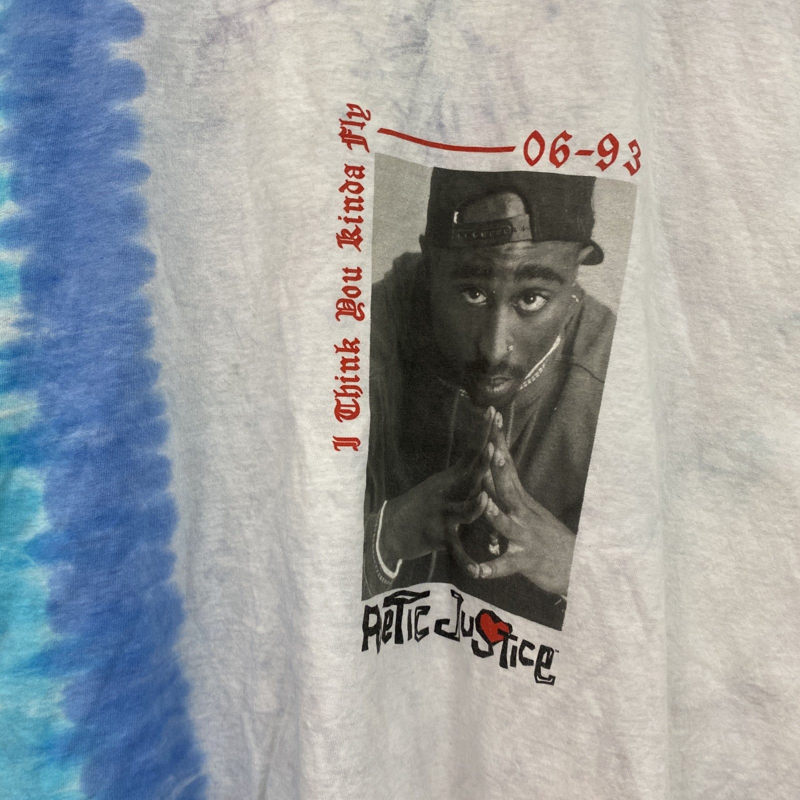 Poetic Justice　2PAC　半袖プリントTシャツ　ラップT　タイダイ柄　白　ホワイト　XLサイズ