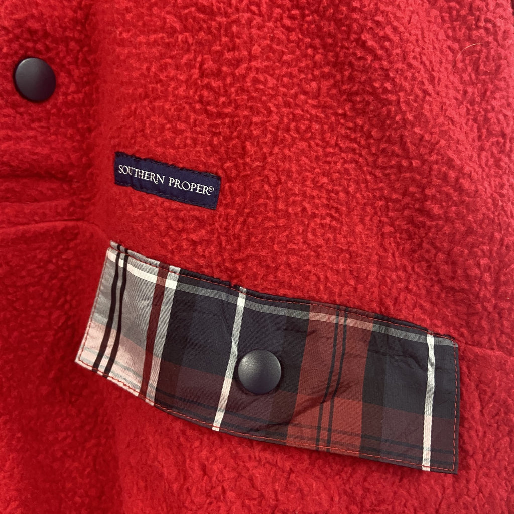SOUTHERN PROPER　シンチラスナップTタイプ　ハーフボタンフリースプルオーバー　ポケット付　赤　レッド　Mサイズ