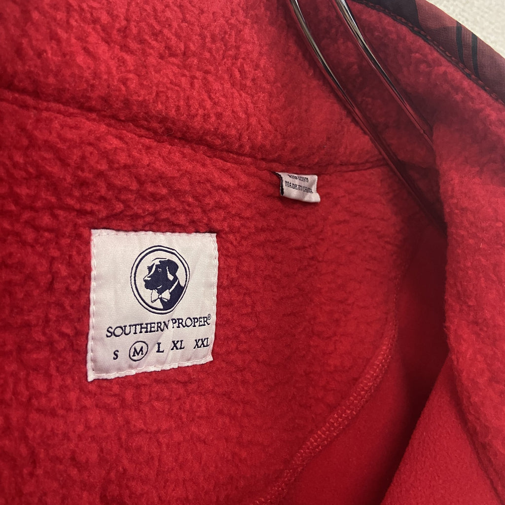 SOUTHERN PROPER　シンチラスナップTタイプ　ハーフボタンフリースプルオーバー　ポケット付　赤　レッド　Mサイズ
