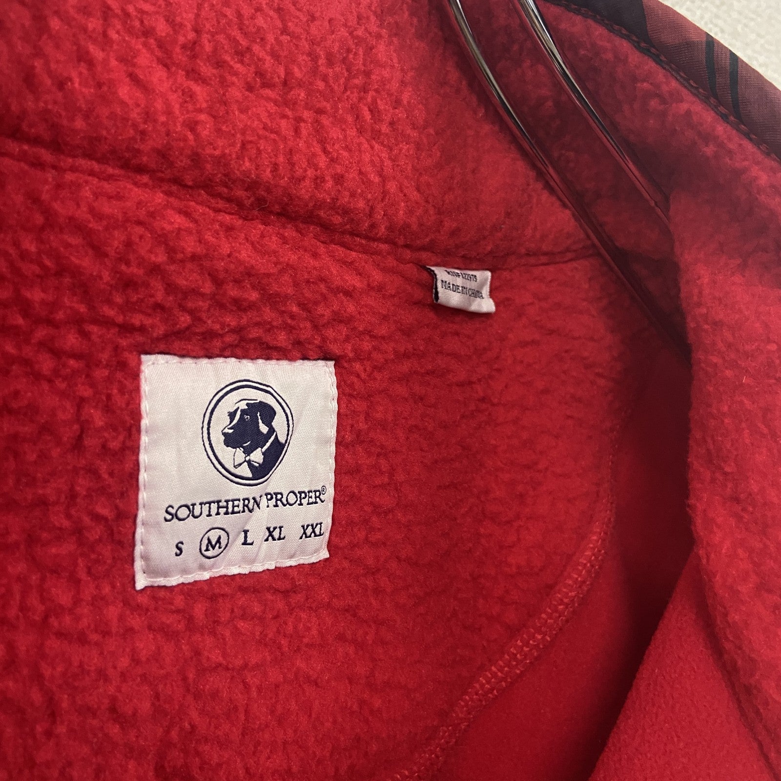 SOUTHERN PROPER　シンチラスナップTタイプ　ハーフボタンフリースプルオーバー　ポケット付　赤　レッド　Mサイズ