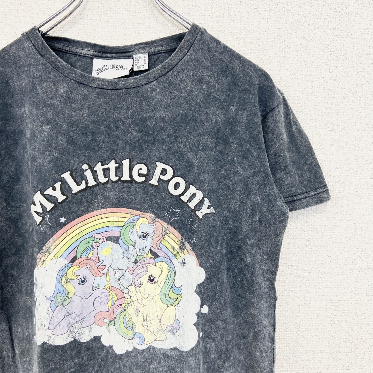 古着 used　MY Little Pony　半袖オリジナルプリントTシャツ　ユニコーン　虹　ファンシー　グレー　Sサイズ