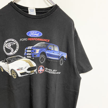 古着 used　DELTA　半袖カープリントTシャツ　クルーネック　Ford　フォード　シェルビー　車　黒　ブラック　Lサイズ