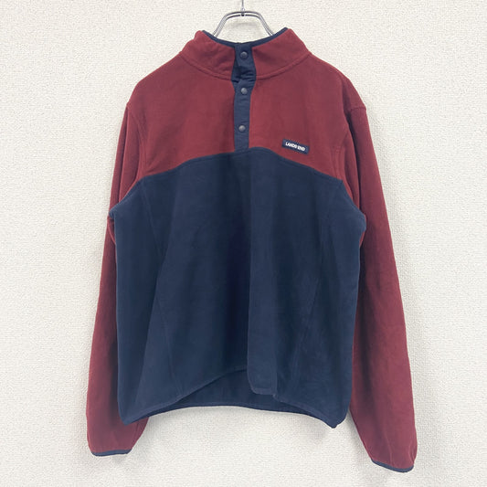 LAND’S END　ランズエンド　シンチラスナップTタイプ　フリースプルオーバー　紺　ネイビー　赤　レッド　Lサイズ