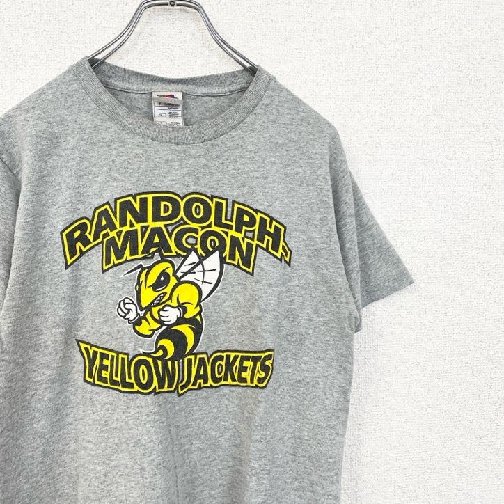 古着 used　FRUIT OF THE LOOM　半袖カレッジプリントTシャツ　レトロ　ランドルフ・メーコン　グレー　Sサイズ