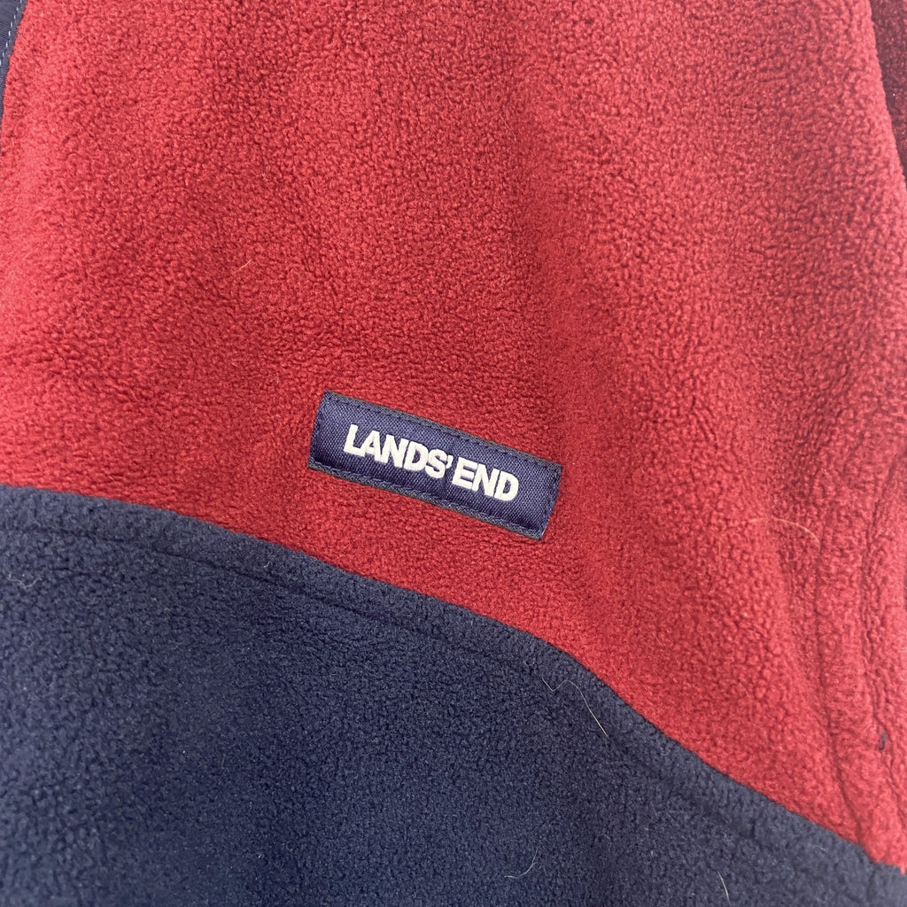 LAND’S END　ランズエンド　シンチラスナップTタイプ　フリースプルオーバー　紺　ネイビー　赤　レッド　Lサイズ