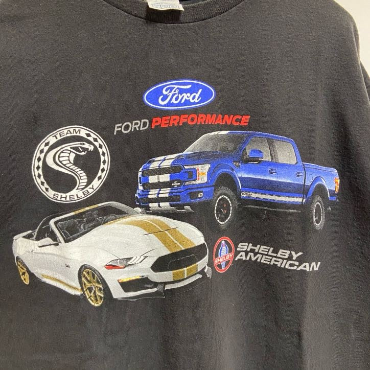 古着 used　DELTA　半袖カープリントTシャツ　クルーネック　Ford　フォード　シェルビー　車　黒　ブラック　Lサイズ