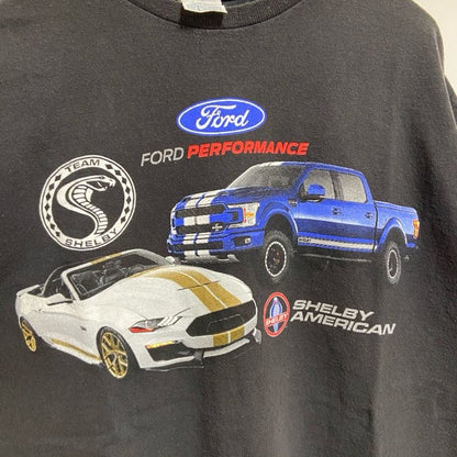 古着 used　DELTA　半袖カープリントTシャツ　クルーネック　Ford　フォード　シェルビー　車　黒　ブラック　Lサイズ