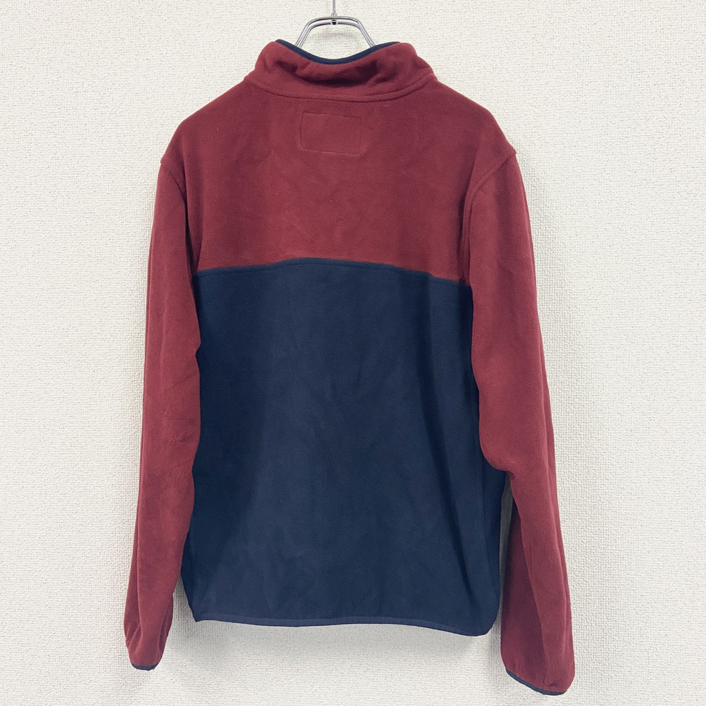 LAND’S END　ランズエンド　シンチラスナップTタイプ　フリースプルオーバー　紺　ネイビー　赤　レッド　Lサイズ