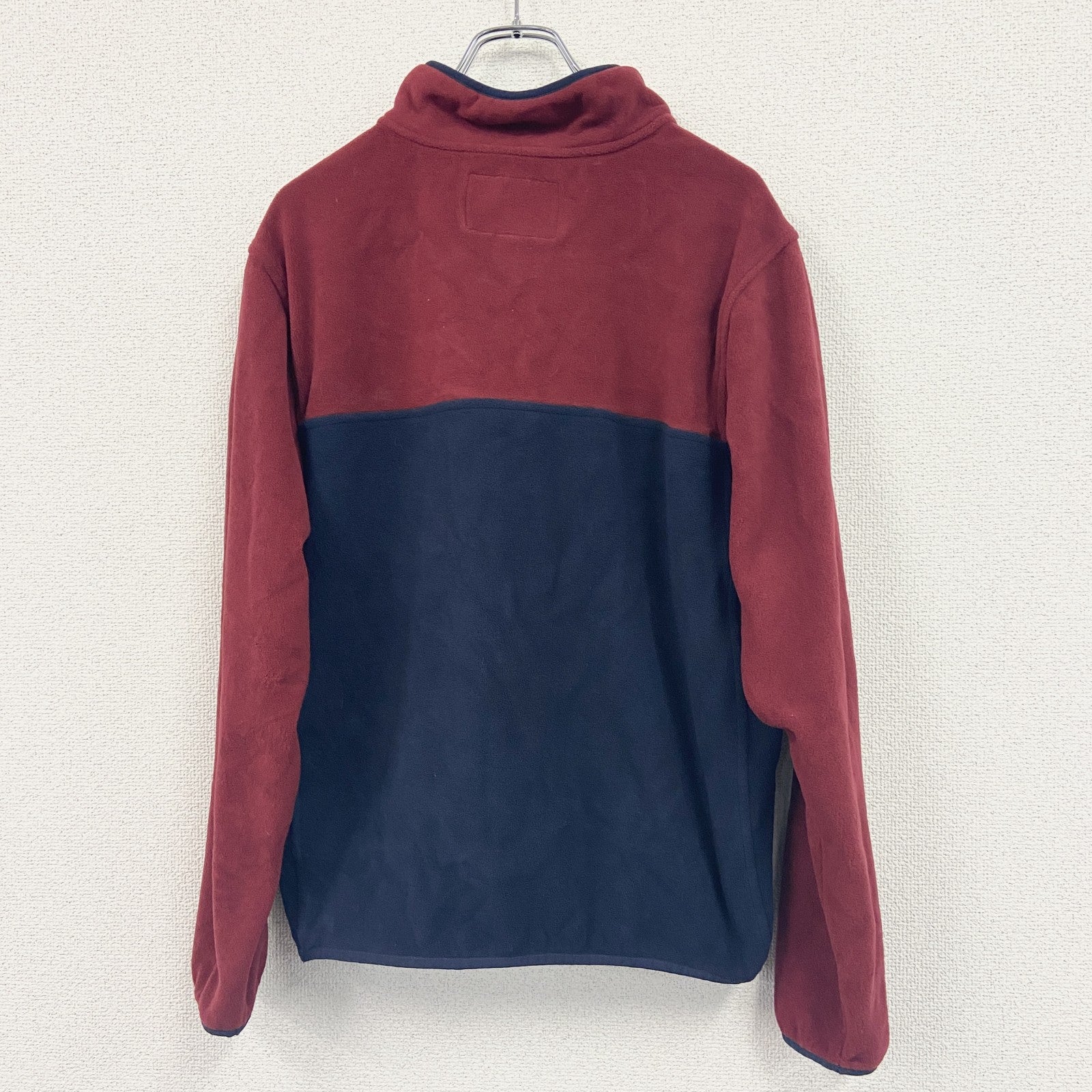 LAND’S END　ランズエンド　シンチラスナップTタイプ　フリースプルオーバー　紺　ネイビー　赤　レッド　Lサイズ