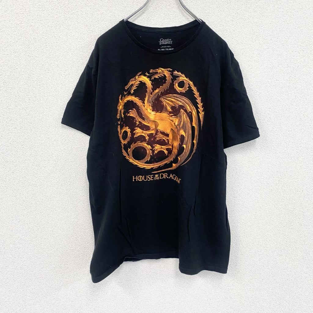 GAME THRONES　半袖プリントムービーTシャツ　ハウス・オブ・ザ・ドラゴン　黒　ブラック　XLサイズ