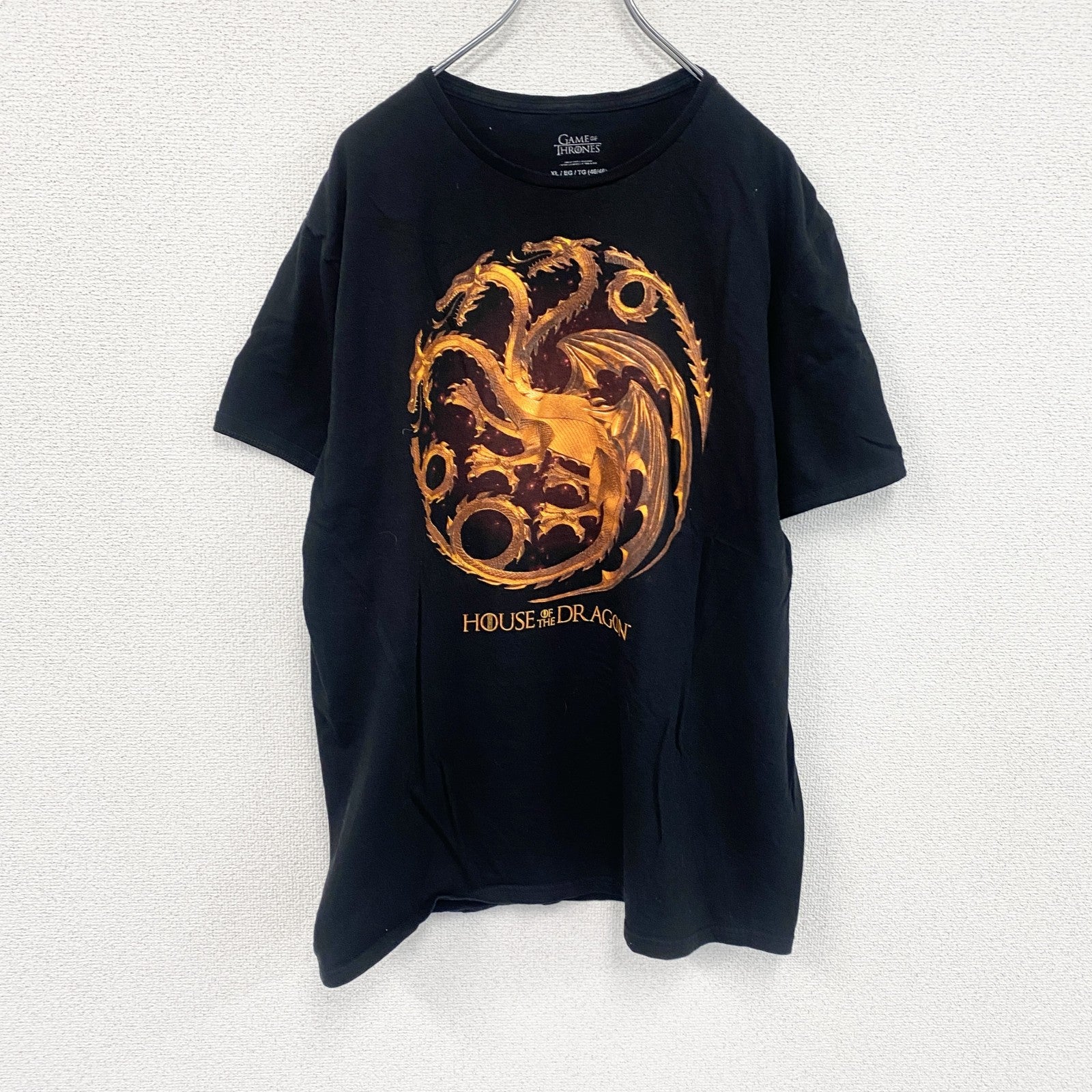 GAME THRONES　半袖プリントムービーTシャツ　ハウス・オブ・ザ・ドラゴン　黒　ブラック　XLサイズ