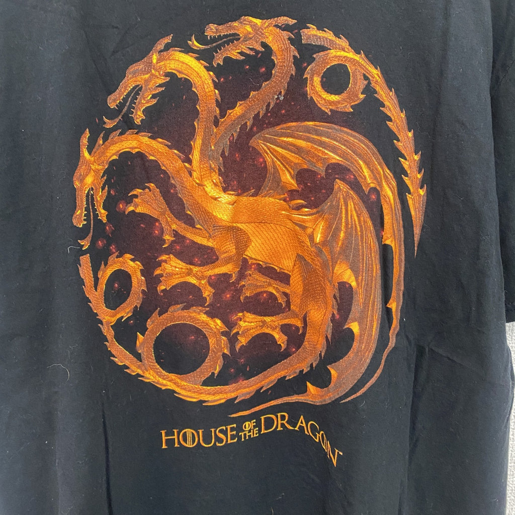 GAME THRONES　半袖プリントムービーTシャツ　ハウス・オブ・ザ・ドラゴン　黒　ブラック　XLサイズ