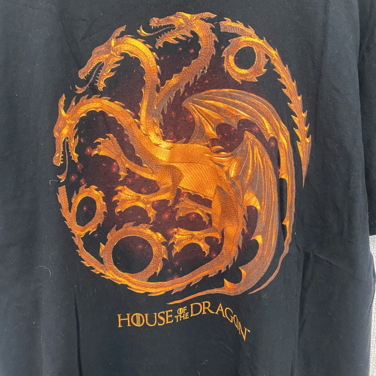 GAME THRONES　半袖プリントムービーTシャツ　ハウス・オブ・ザ・ドラゴン　黒　ブラック　XLサイズ