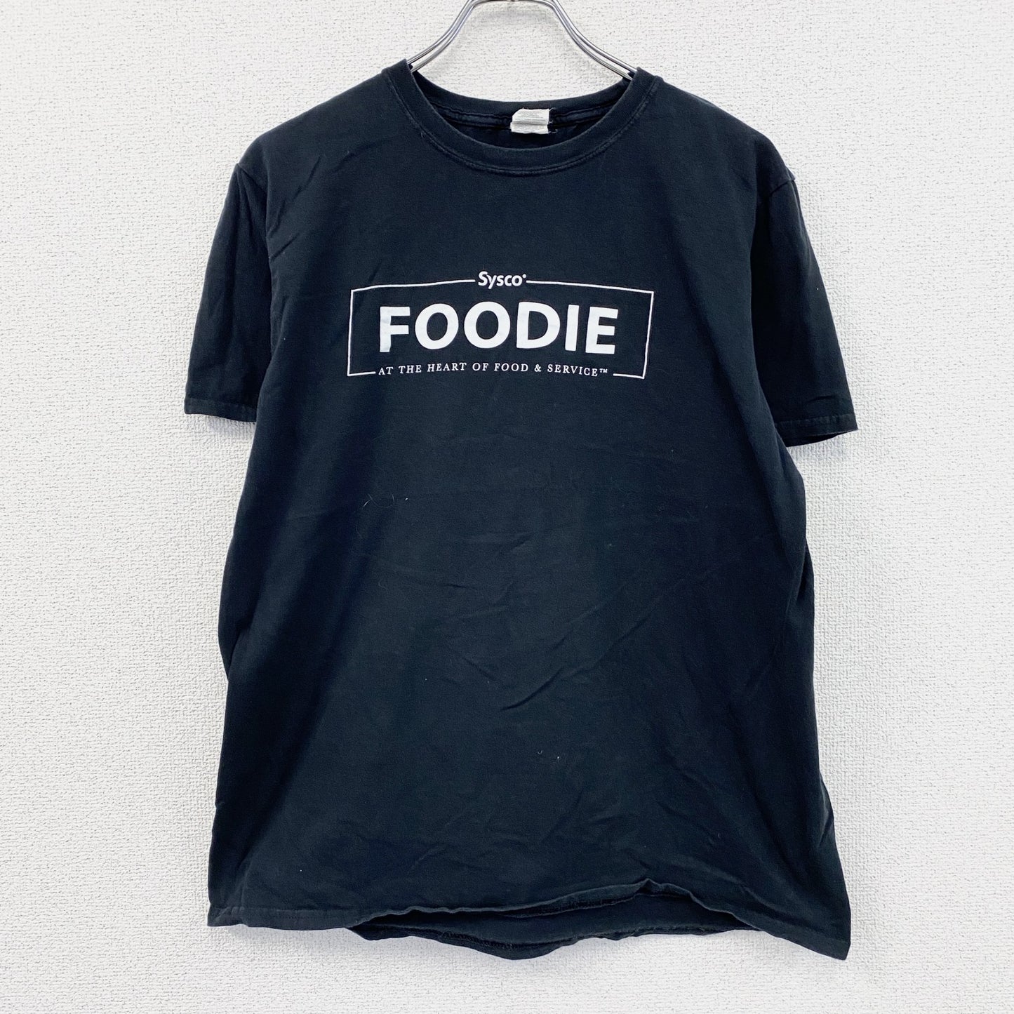 GILDAN　ギルダン　半袖プリントTシャツ　Sysco　企業ロゴ　クルーネック　黒　ブラック　Lサイズ