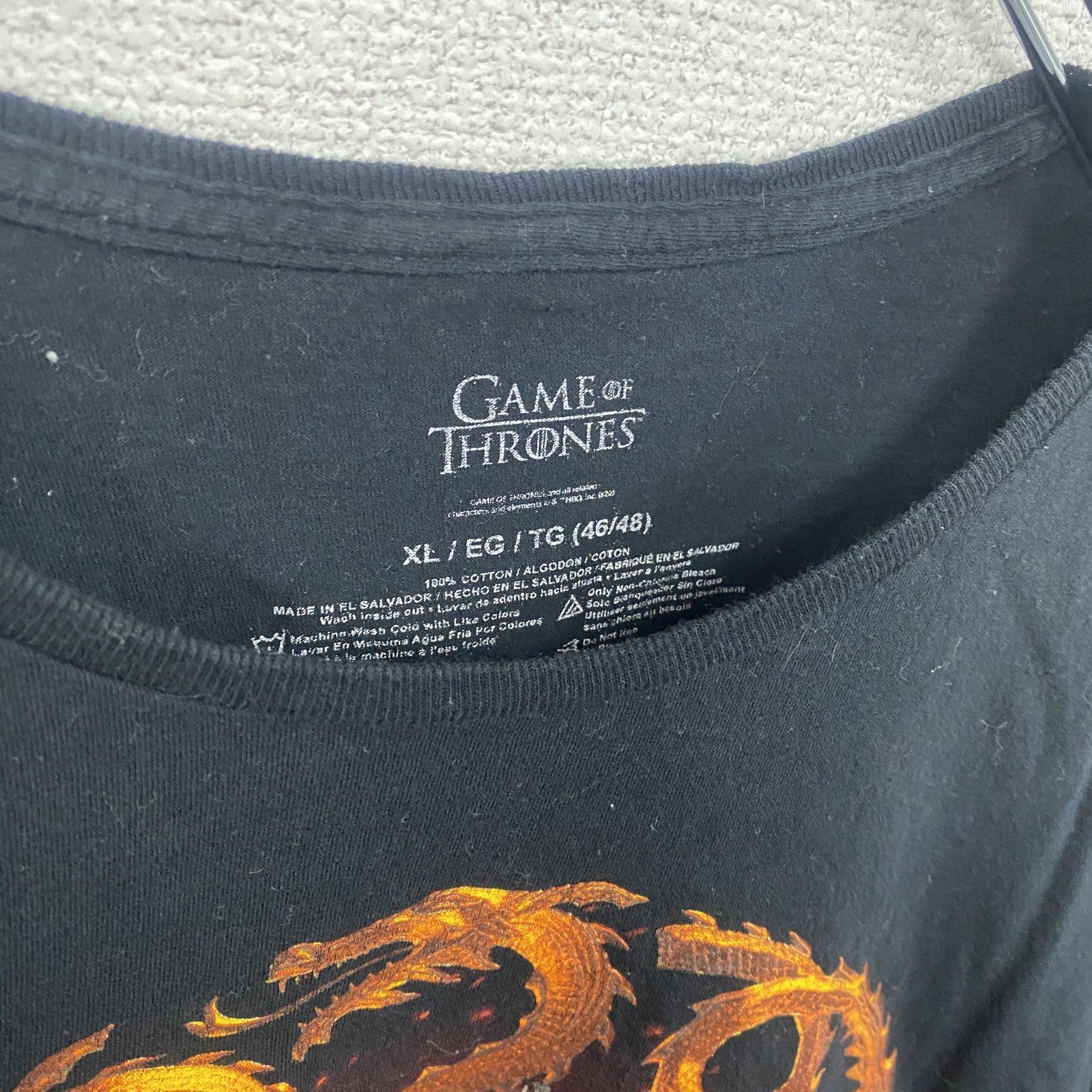 GAME THRONES　半袖プリントムービーTシャツ　ハウス・オブ・ザ・ドラゴン　黒　ブラック　XLサイズ