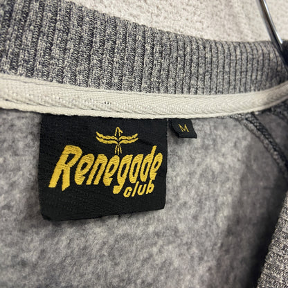 Renegade club　スウェット/トレーナー　前V　ラグランスリーブ　刺繍ロゴ　3連プリント　灰色　グレー　Mサイズ