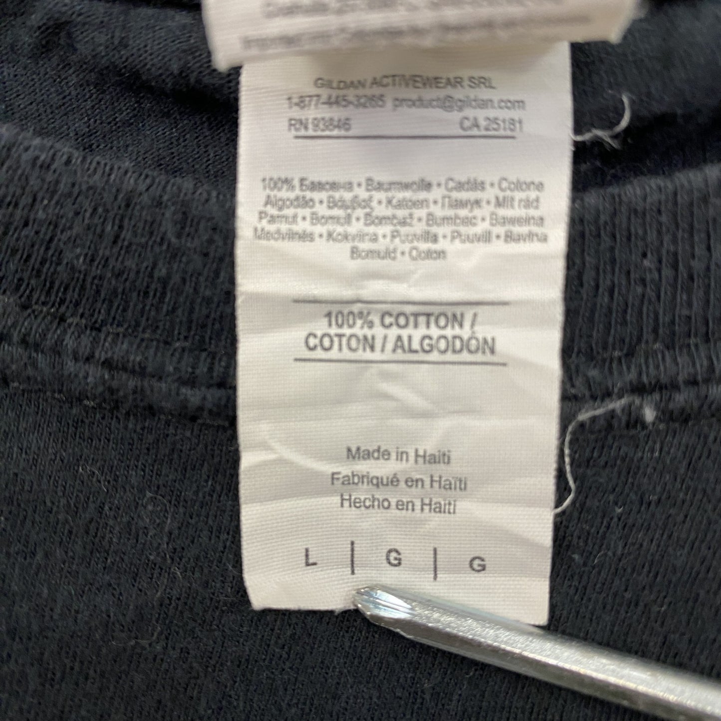 GILDAN　ギルダン　半袖プリントTシャツ　Sysco　企業ロゴ　クルーネック　黒　ブラック　Lサイズ
