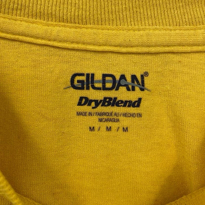 古着 used　GILDAN　ギルダン　半袖プリントTシャツ　クルーネック　レトロデザイン　黄　イエロー　Mサイズ