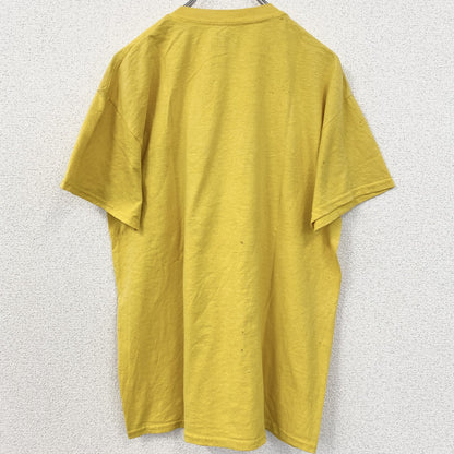 古着 used　GILDAN　ギルダン　半袖プリントTシャツ　クルーネック　レトロデザイン　黄　イエロー　Mサイズ