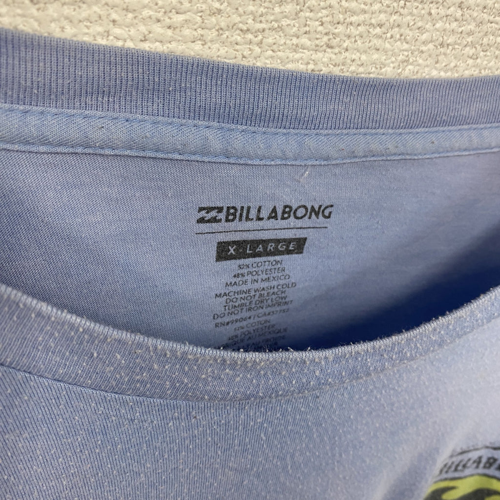 BILLABONG　ビラボン　半袖プリントTシャツ　水色　ライトブルー　XLサイズ