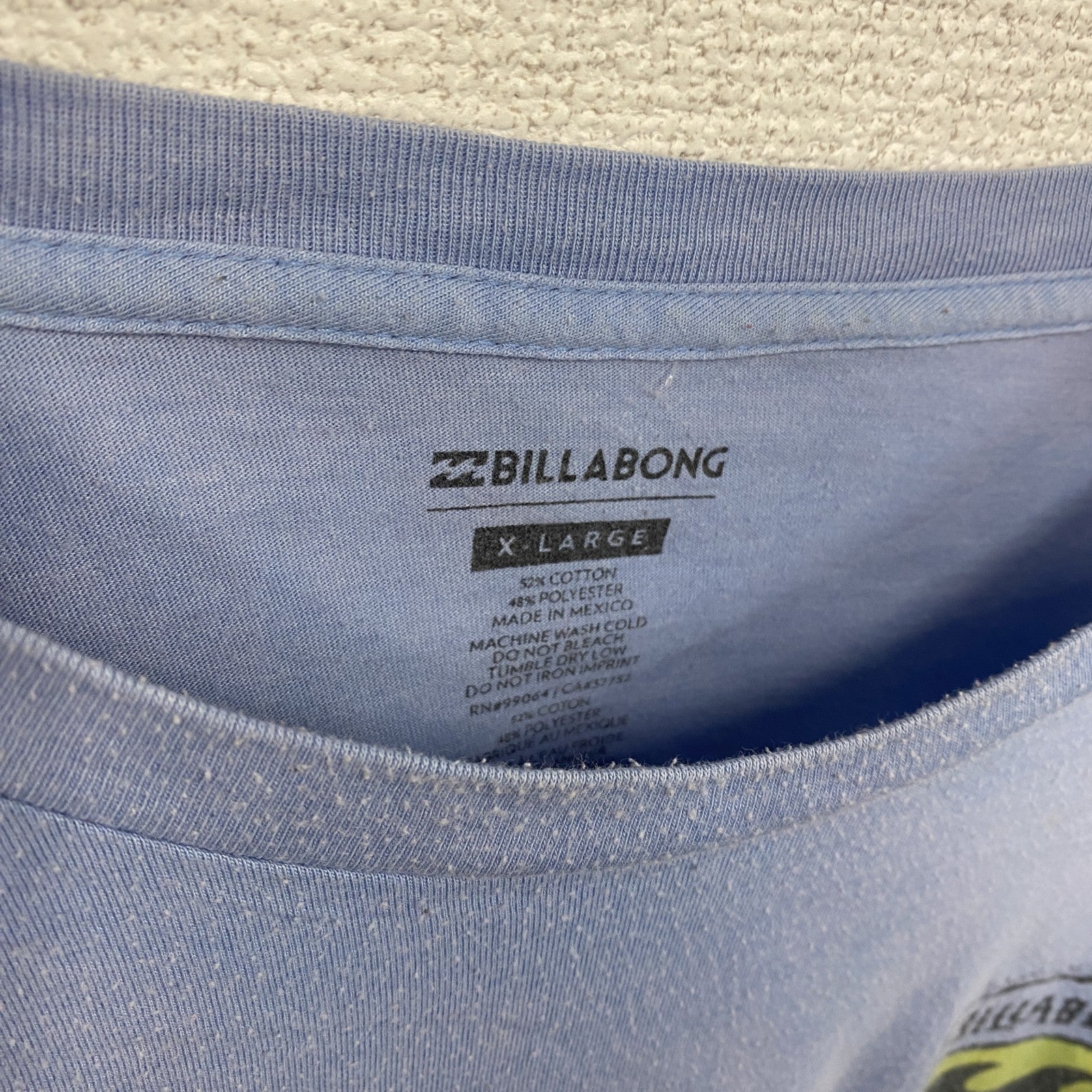 BILLABONG　ビラボン　半袖プリントTシャツ　水色　ライトブルー　XLサイズ