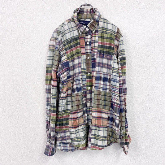 90s　Ralph Lauren　ラルフローレン　CUSTOM FIT　長袖ボタンダウンシャツ　チェック柄　Lサイズ