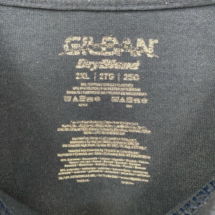 古着 used　GILDAN　ギルダン　半袖プリントTシャツ　魚　クルーネック　レトロデザイン　紺　ネイビー　XXLサイズ