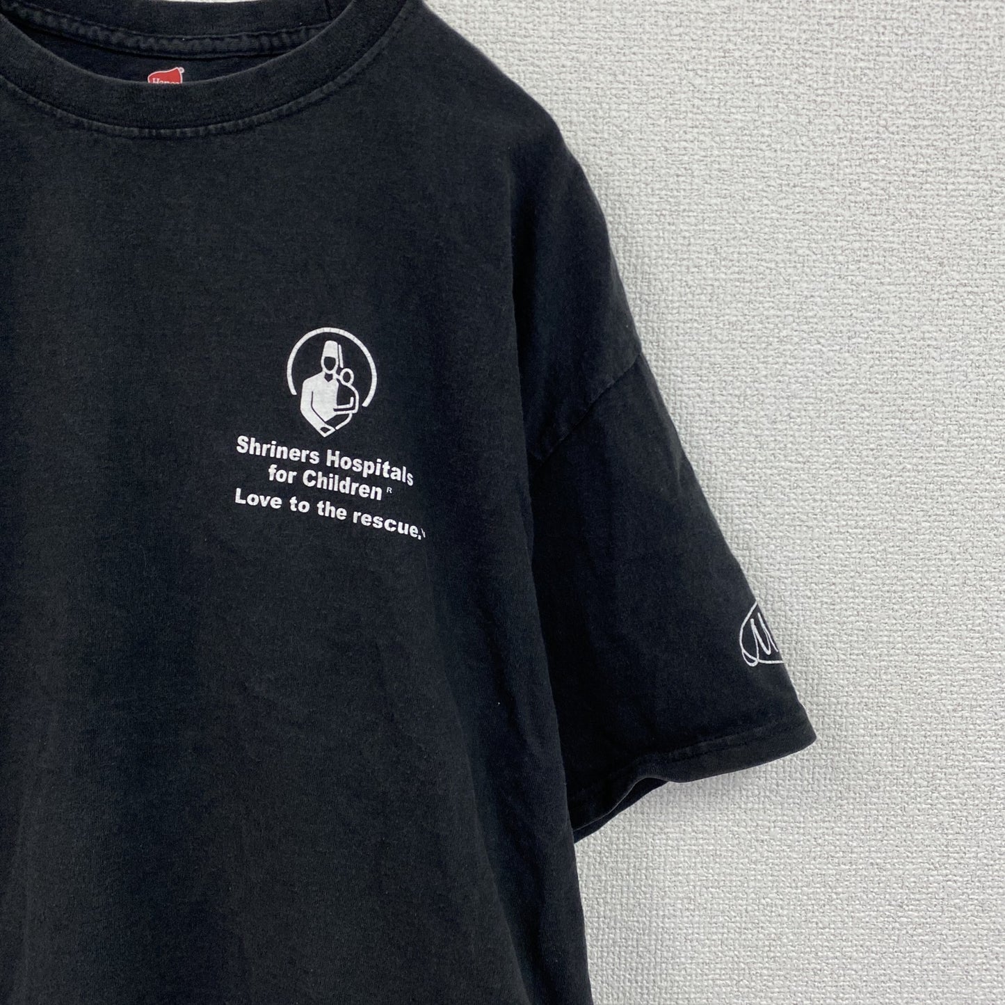 Hanes　ヘインズ　半袖プリントTシャツ　企業ロゴ　スローガン　黑　ブラック　XLサイズ　