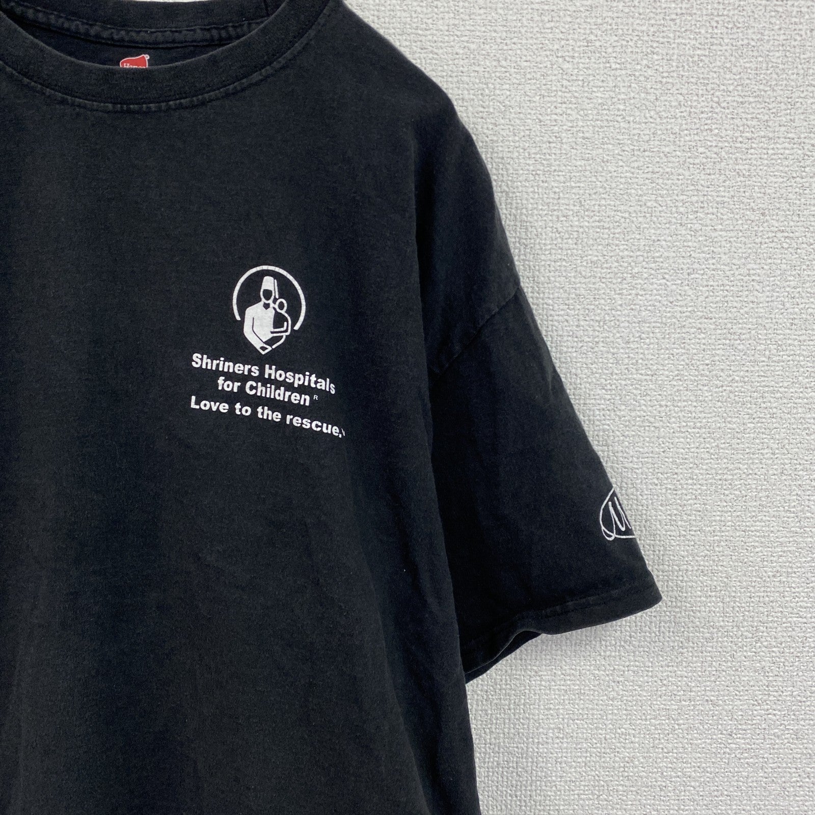 Hanes　ヘインズ　半袖プリントTシャツ　企業ロゴ　スローガン　黑　ブラック　XLサイズ　
