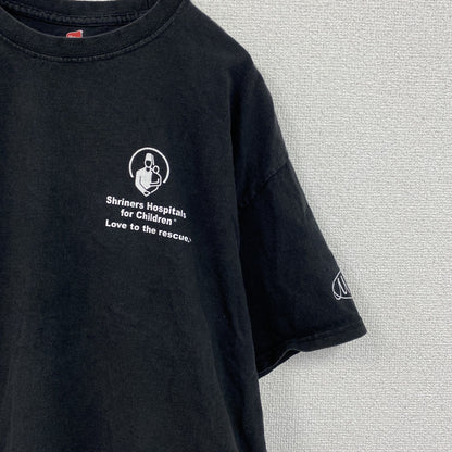 Hanes　ヘインズ　半袖プリントTシャツ　企業ロゴ　スローガン　黑　ブラック　XLサイズ　