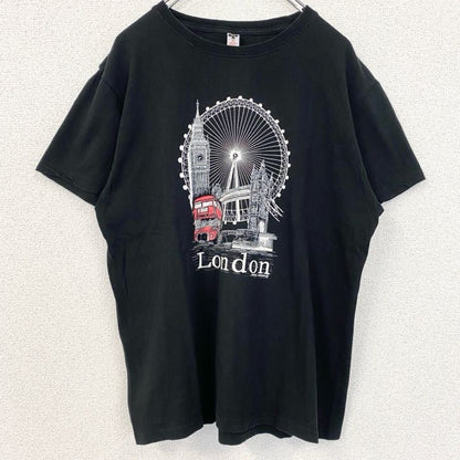 半袖プリントTシャツ　London　ロンドン　ビックベン　ビックデザイン　クルーネック　黒　ブラック　Mサイズ