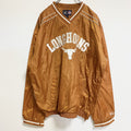 古着 used　G-Ⅲ　長袖ワッペン刺繍ナイロンプルオーバー　LONGHORNS　ロングホーンズ　オレンジ　茶色　Lサイズ