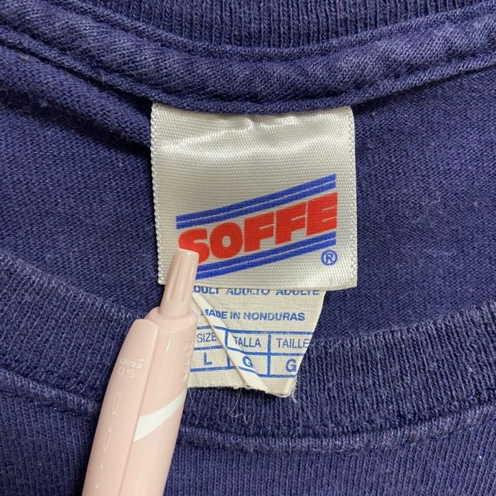 古着 used　SOFFE ソフィ　半袖ロゴプリントTシャツ　クルーネック　米国海軍　NAVYMOM　ネイビー　紺　Lサイズ