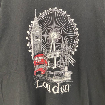 半袖プリントTシャツ　London　ロンドン　ビックベン　ビックデザイン　クルーネック　黒　ブラック　Mサイズ