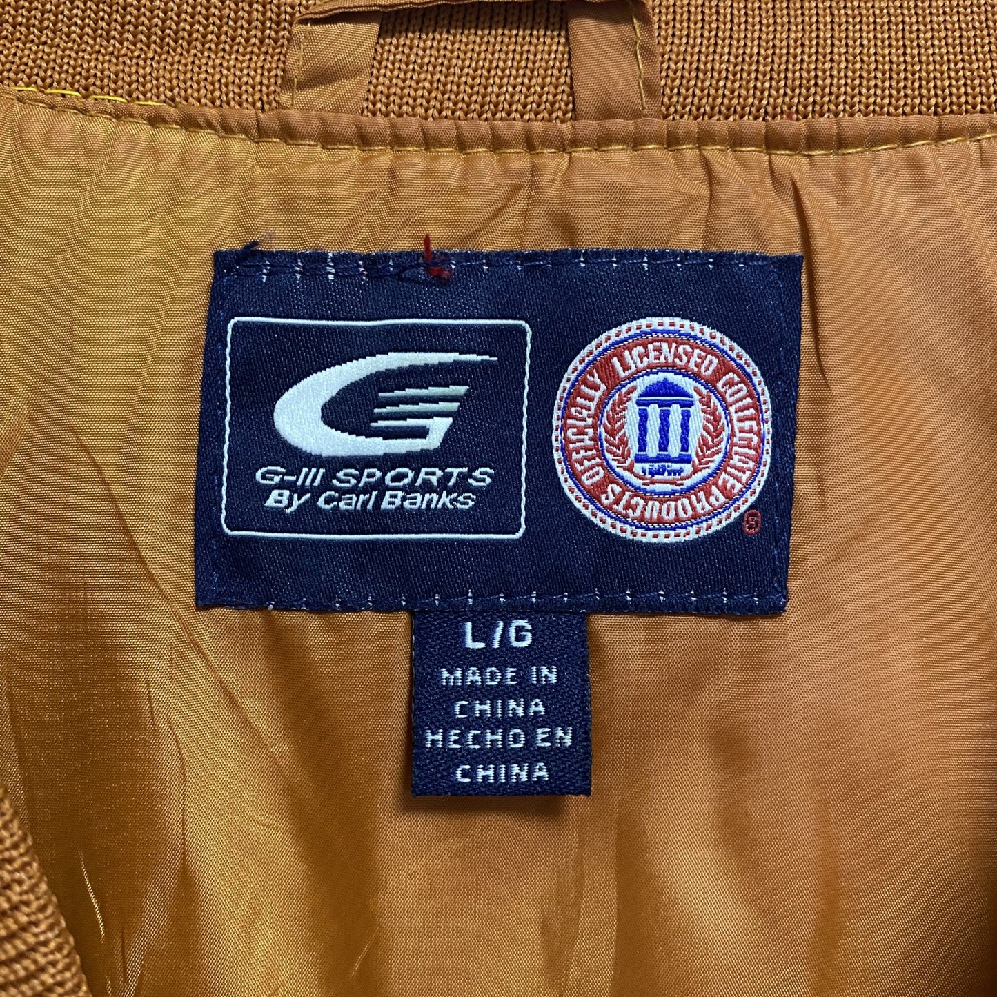 古着 used　G-Ⅲ　長袖ワッペン刺繍ナイロンプルオーバー　LONGHORNS　ロングホーンズ　オレンジ　茶色　Lサイズ