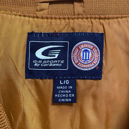 古着 used　G-Ⅲ　長袖ワッペン刺繍ナイロンプルオーバー　LONGHORNS　ロングホーンズ　オレンジ　茶色　Lサイズ