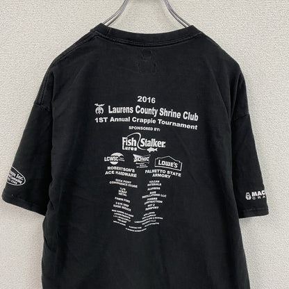 Hanes　ヘインズ　半袖プリントTシャツ　企業ロゴ　スローガン　黑　ブラック　XLサイズ　