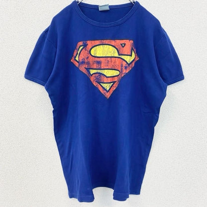 古着 used　Superman　スーパーマン　半袖ムービープリントTシャツ　レトロデザイン　クルーネック　青　ブルー　XLサイズ