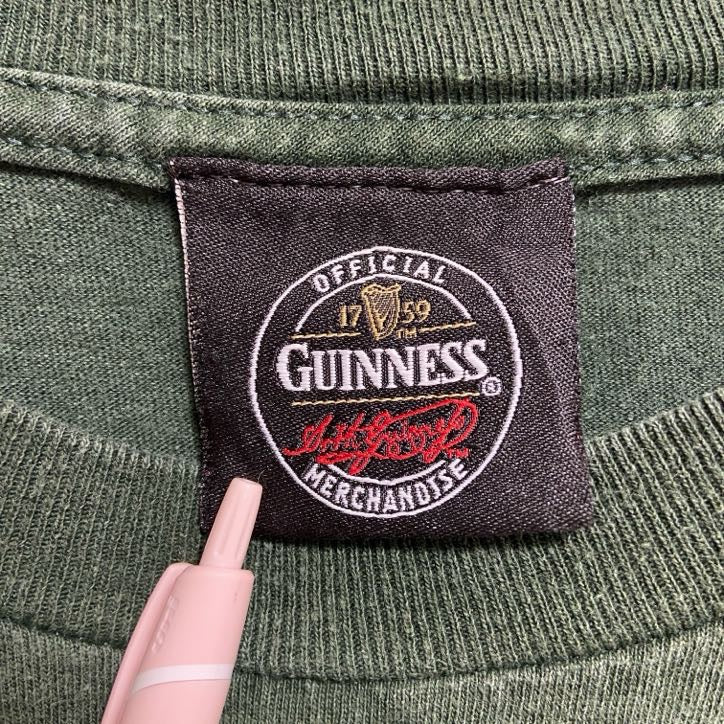 古着 used　GUINNESS ギネスビール　半袖オフィシャルプリントTシャツ　公式　バックプリント　企業　レトロ　Lサイズ